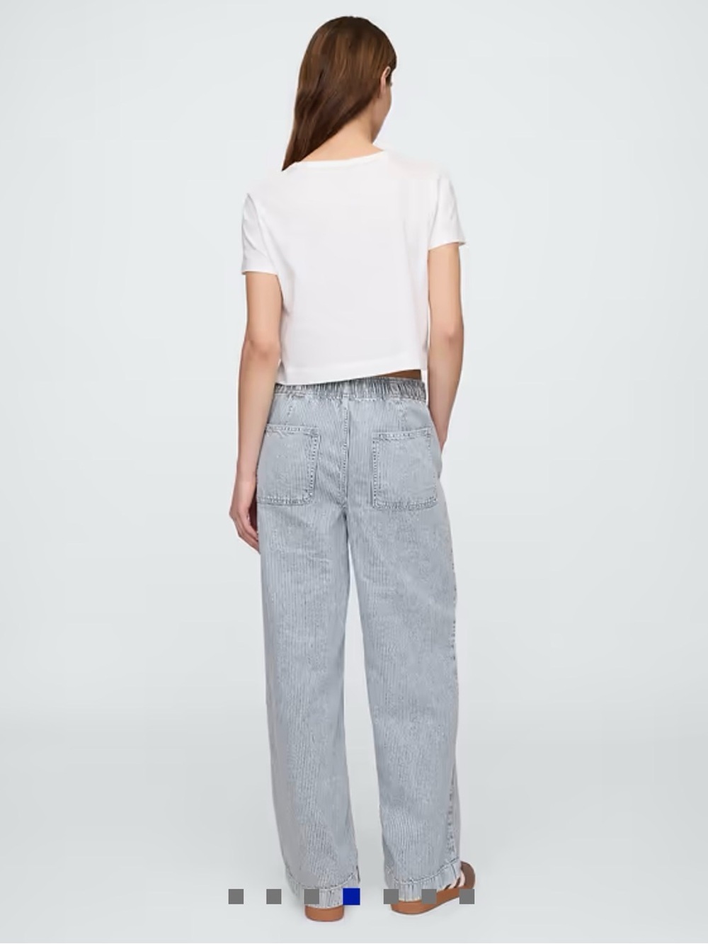 GAP Wide-Leg Drawstring Jeans in Light Blue Stripe - Picture 5 of 10
